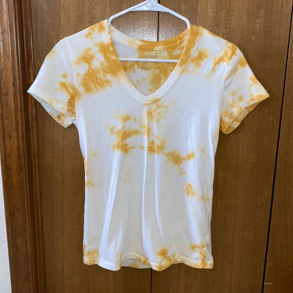 White & Yellow Tie-Dyed Short Sleeve T-shirt